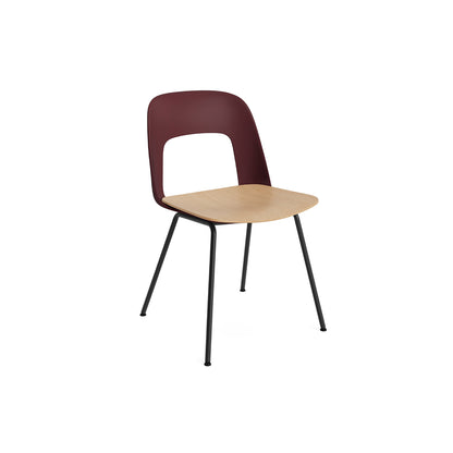 Layout Chair 112  Metal Base by HAY - Bordeaux Shell / Oak veneer Seat / Black Base