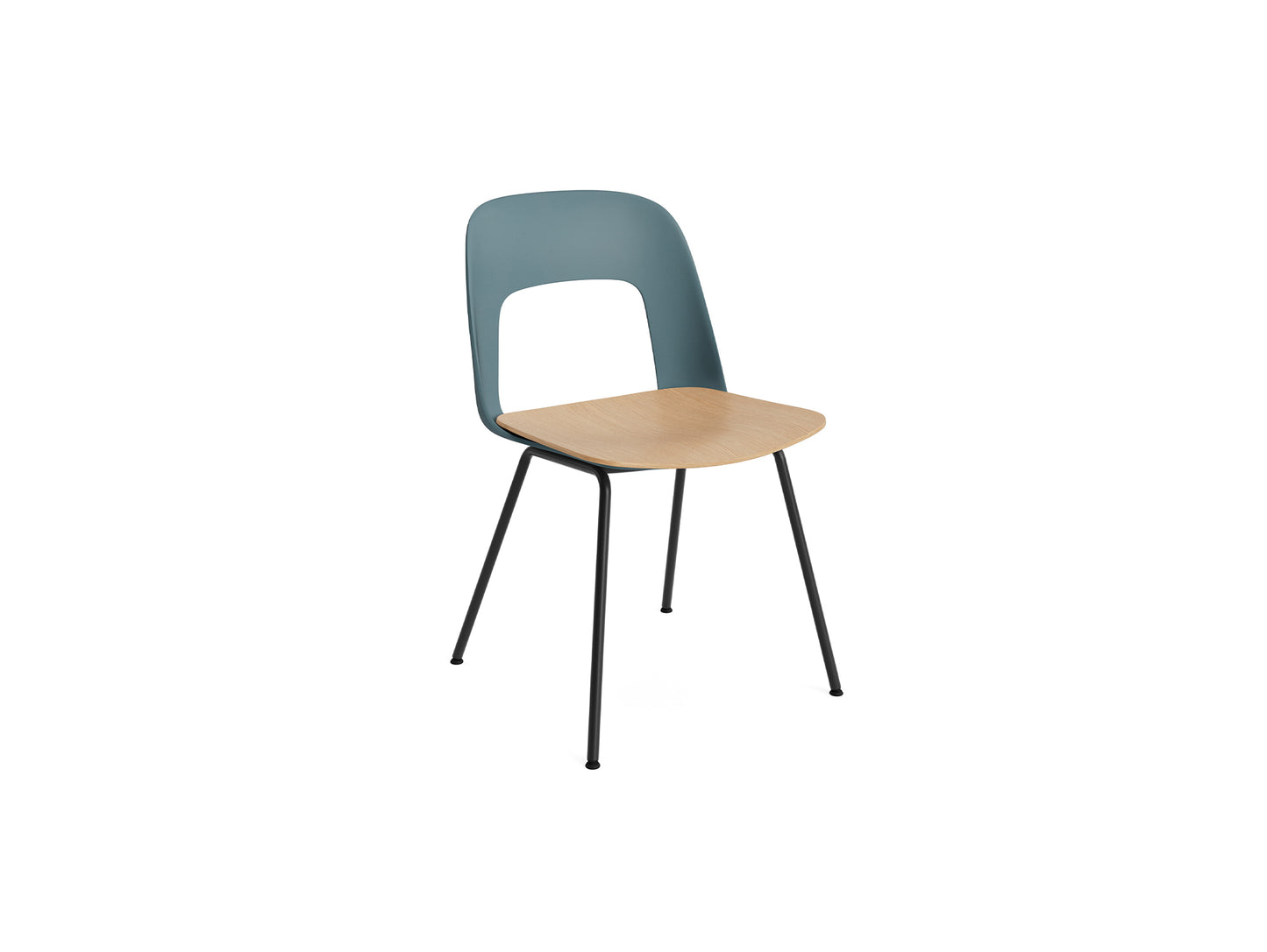 Layout Chair 112  Metal Base by HAY - Ocean Shell / Oak veneer Seat / Black Base