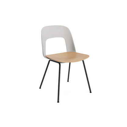 Layout Chair 112  Metal Base by HAY - Sky Grey Shell / Oak veneer Seat / Black Base