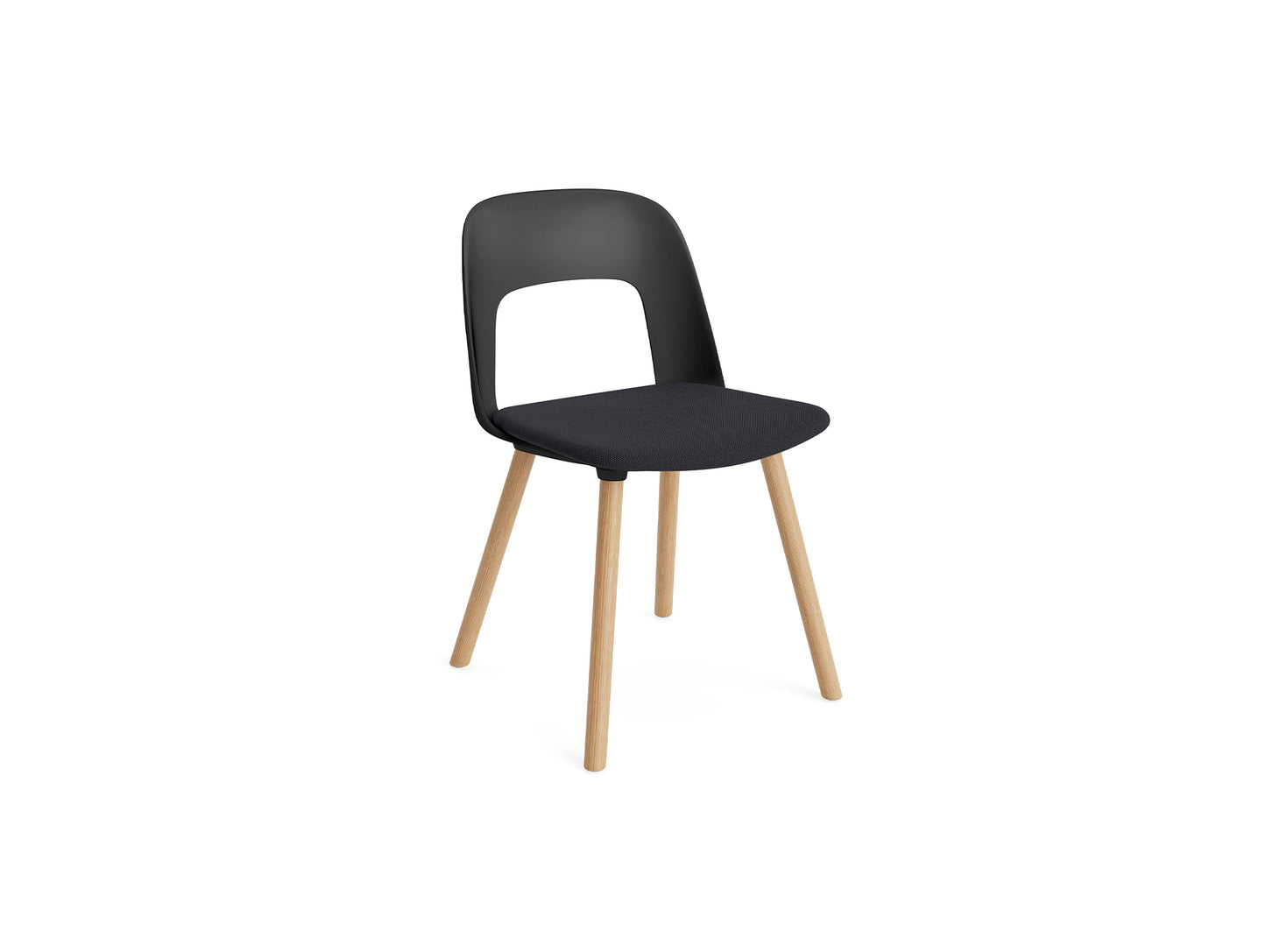 Layout Chair Upholstered - Wood Base (123) by HAY - Lacquered Oak / Black / Steelcut Trio 195