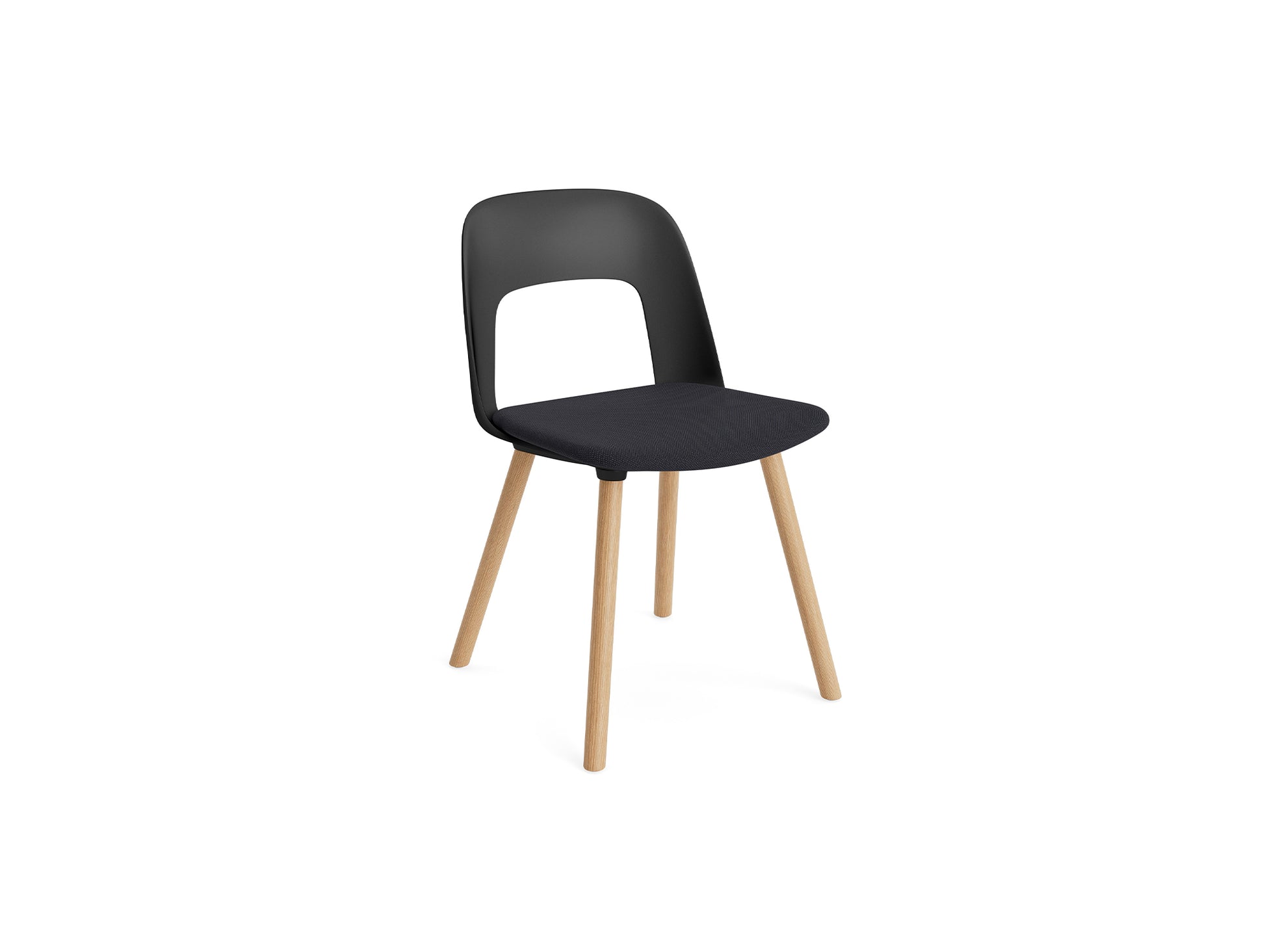 Layout Chair Upholstered - Wood Base (123) by HAY - Lacquered Oak / Black / Steelcut Trio 195