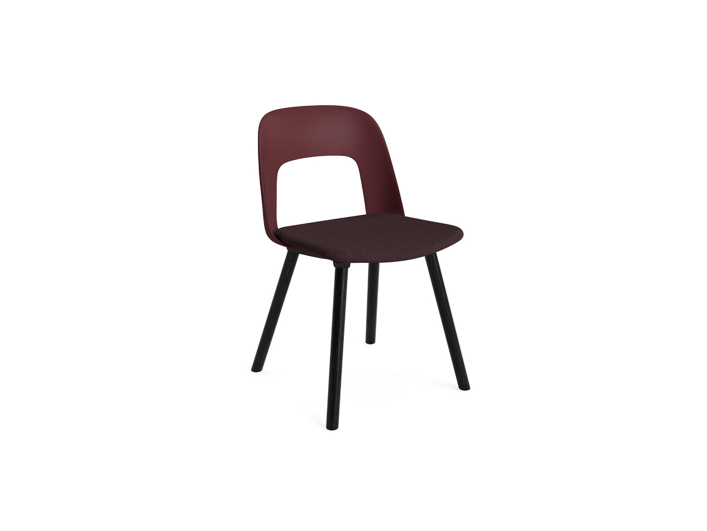 Layout Chair Upholstered - Wood Base (123) by HAY - Black Lacquered Oak / Bordeaux / Remix 373
