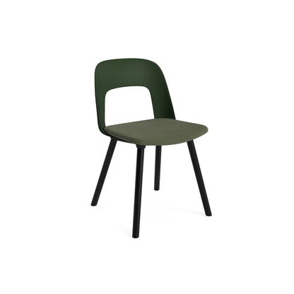 Layout Chair Upholstered - Wood Base (123) by HAY - Black Lacquered Oak / Bottle Green / Mode 072