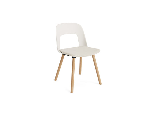 Layout Chair Upholstered - Wood Base (123) by HAY - Lacquered Oak / Cream White / Mode 011
