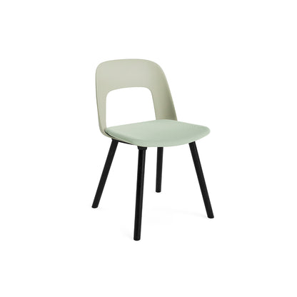 Layout Chair Upholstered - Wood Base (123) by HAY - Black Lacquered Oak / Pastel Green / Relate 921