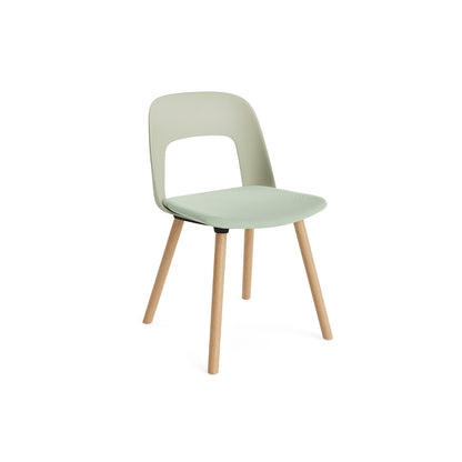 Layout Chair Upholstered - Wood Base (123) by HAY - Lacquered Oak / Pastel Green / Relate 921