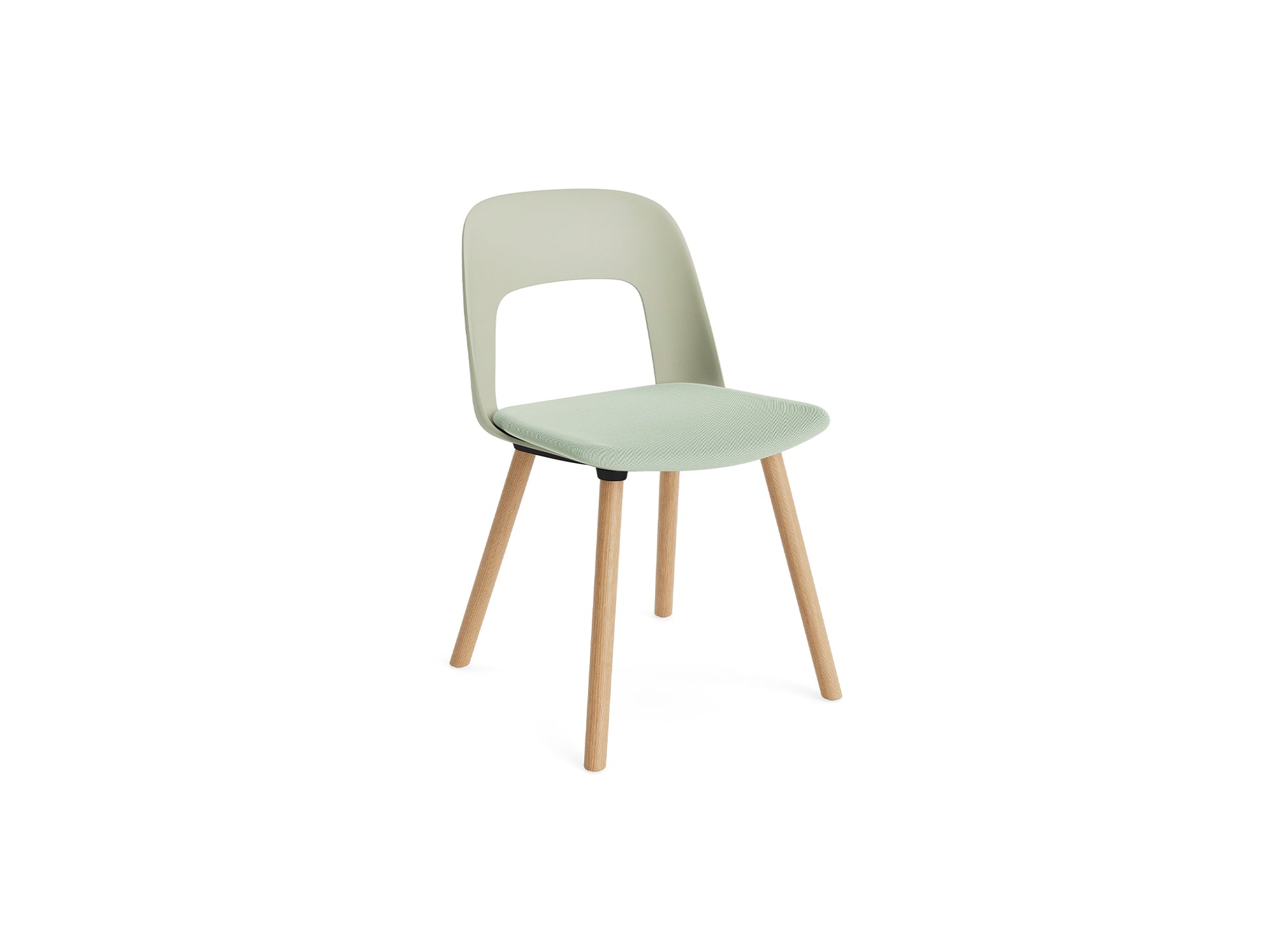 Layout Chair Upholstered - Wood Base (123) by HAY - Lacquered Oak / Pastel Green / Relate 921