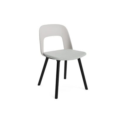 Layout Chair Upholstered - Wood Base (123) by HAY - Black Lacquered Oak / Sky Grey / Naveli 113