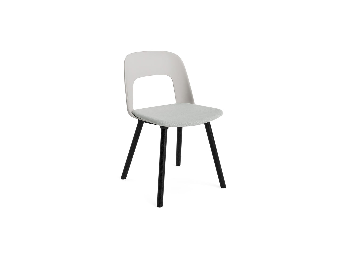 Layout Chair Upholstered - Wood Base (123) by HAY - Black Lacquered Oak / Sky Grey / Naveli 113