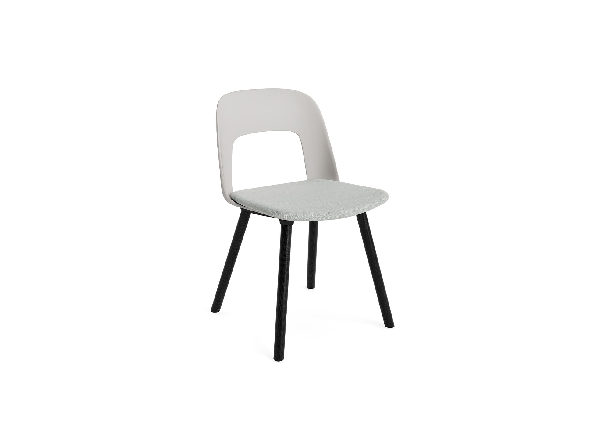 Layout Chair Upholstered - Wood Base (123) by HAY - Black Lacquered Oak / Sky Grey / Naveli 113