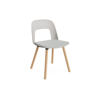 Layout Chair Upholstered - Wood Base (123) by HAY - Lacquered Oak / Sky Grey / Naveli 113