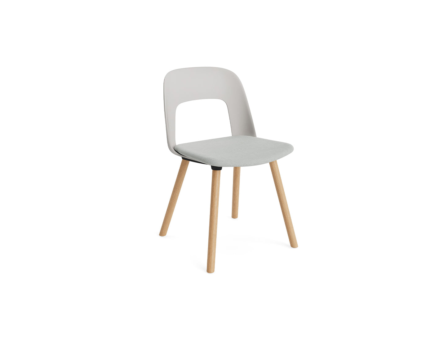 Layout Chair Upholstered - Wood Base (123) by HAY - Lacquered Oak / Sky Grey / Naveli 113