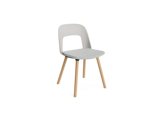 Layout Chair Upholstered - Wood Base (123) by HAY - Lacquered Oak / Sky Grey / Naveli 113