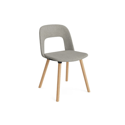 Layout Chair Upholstered - Wood Base (124) by HAY - Lacquered Oak / Turf Light Grey 