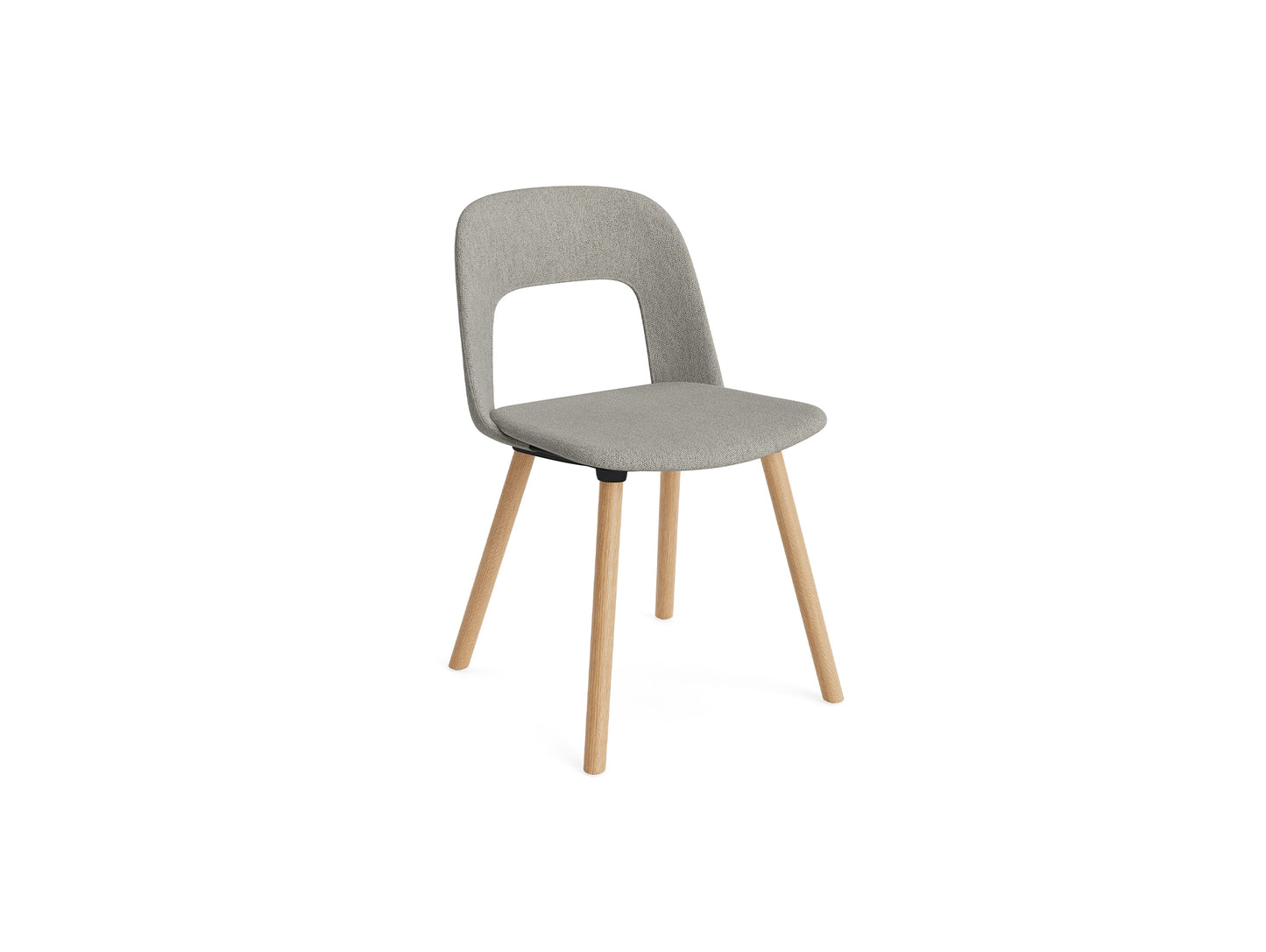 Layout Chair Upholstered - Wood Base (124) by HAY - Lacquered Oak / Turf Light Grey 