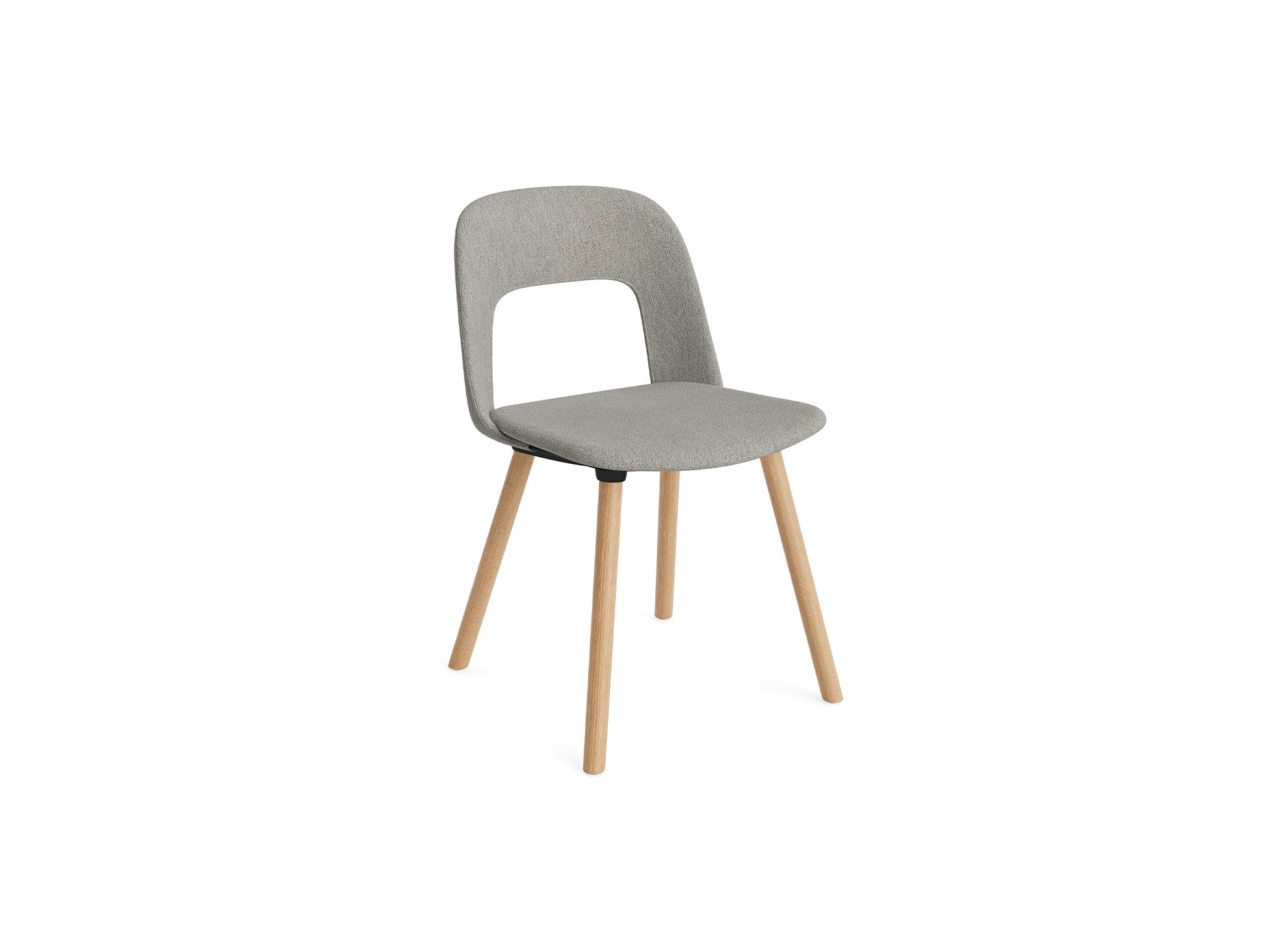 Layout Chair Upholstered - Wood Base (124) by HAY - Lacquered Oak / Turf Light Grey 