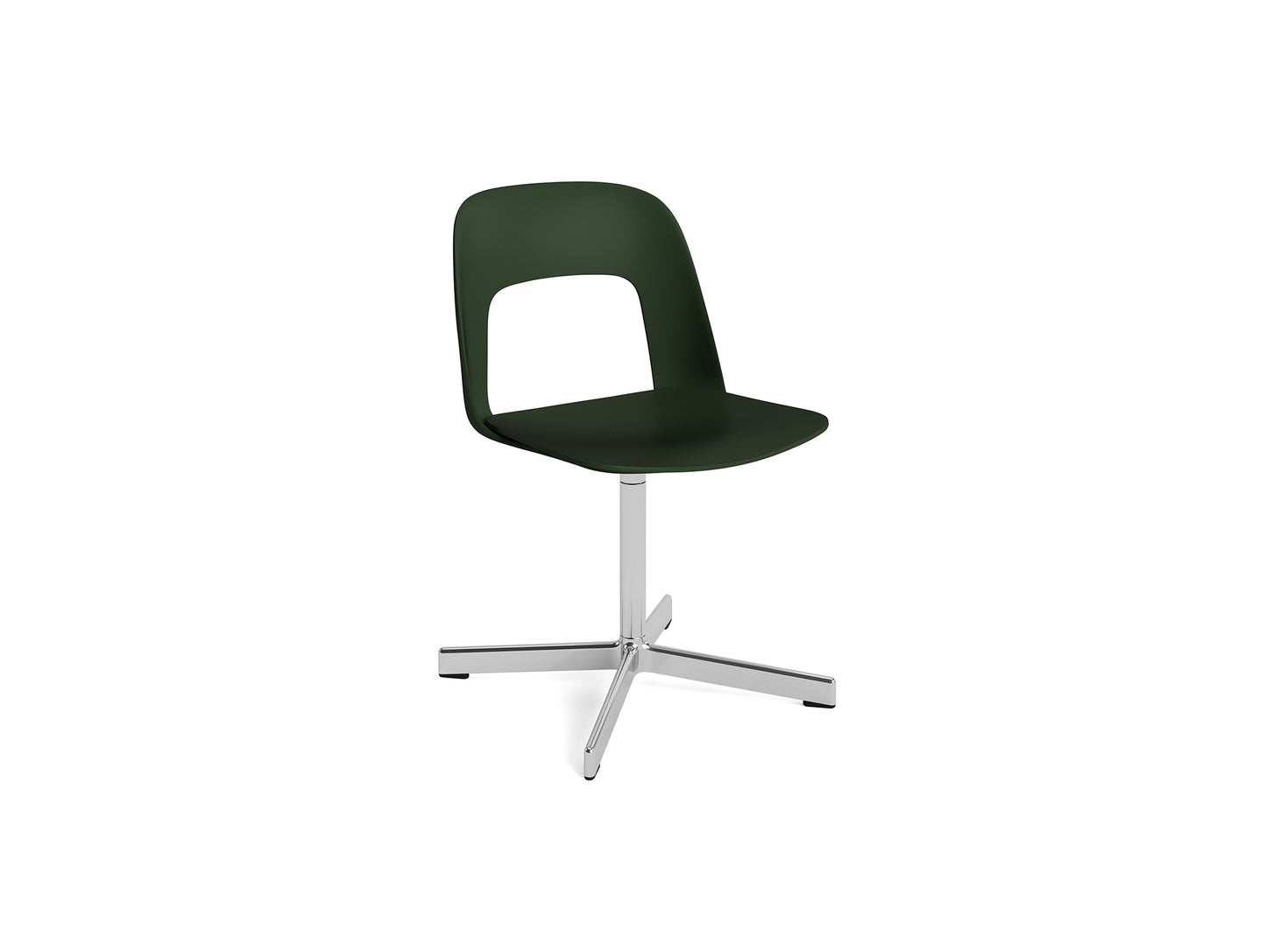 Layout Chair 131 - Swivel Base by HAY - Bottle Green Shell / Polished Aluminium
