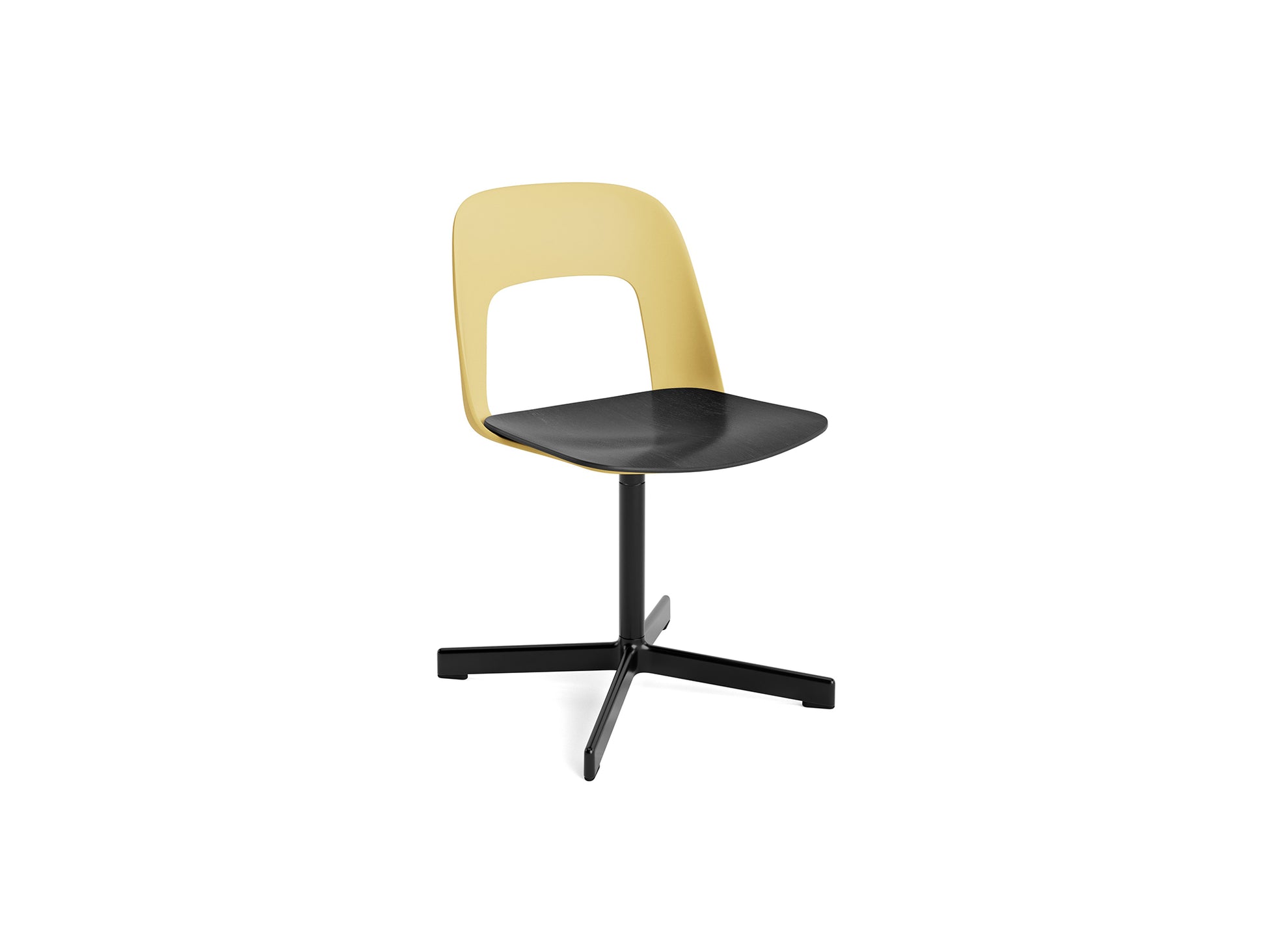 Layout Chair 132 - Swivel Base by HAY - Biscotti Shell / Black Oak Veneer Seat /  Black Aluminium