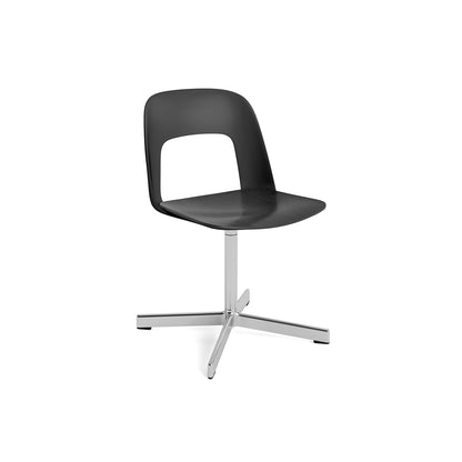 Layout Chair 132 - Swivel Base by HAY - Black Shell / Black Oak Veneer Seat /  Polished Aluminium