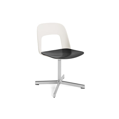 Layout Chair 132 - Swivel Base by HAY - Cream White Shell / Black Oak Veneer Seat /  Polished Aluminium