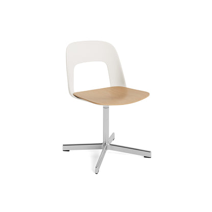 Layout Chair 132 - Swivel Base by HAY - Cream White Shell / Oak Veneer Seat /  Polished Aluminium