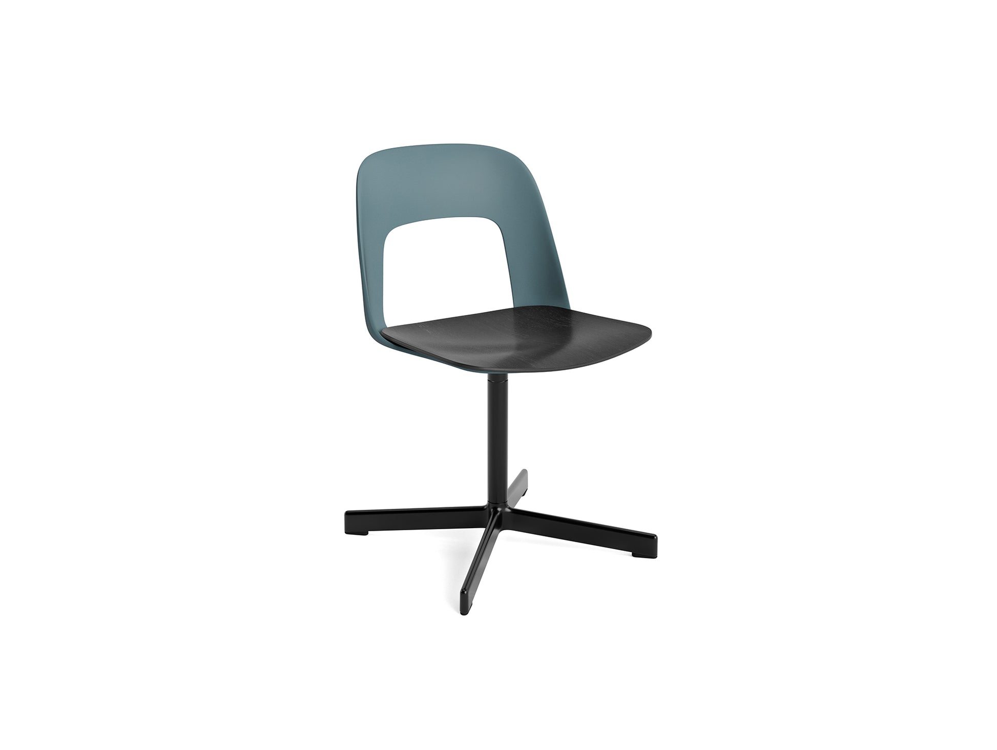 Layout Chair 132 - Swivel Base by HAY - Ocean Shell / Black Oak Veneer Seat /  Black Aluminium