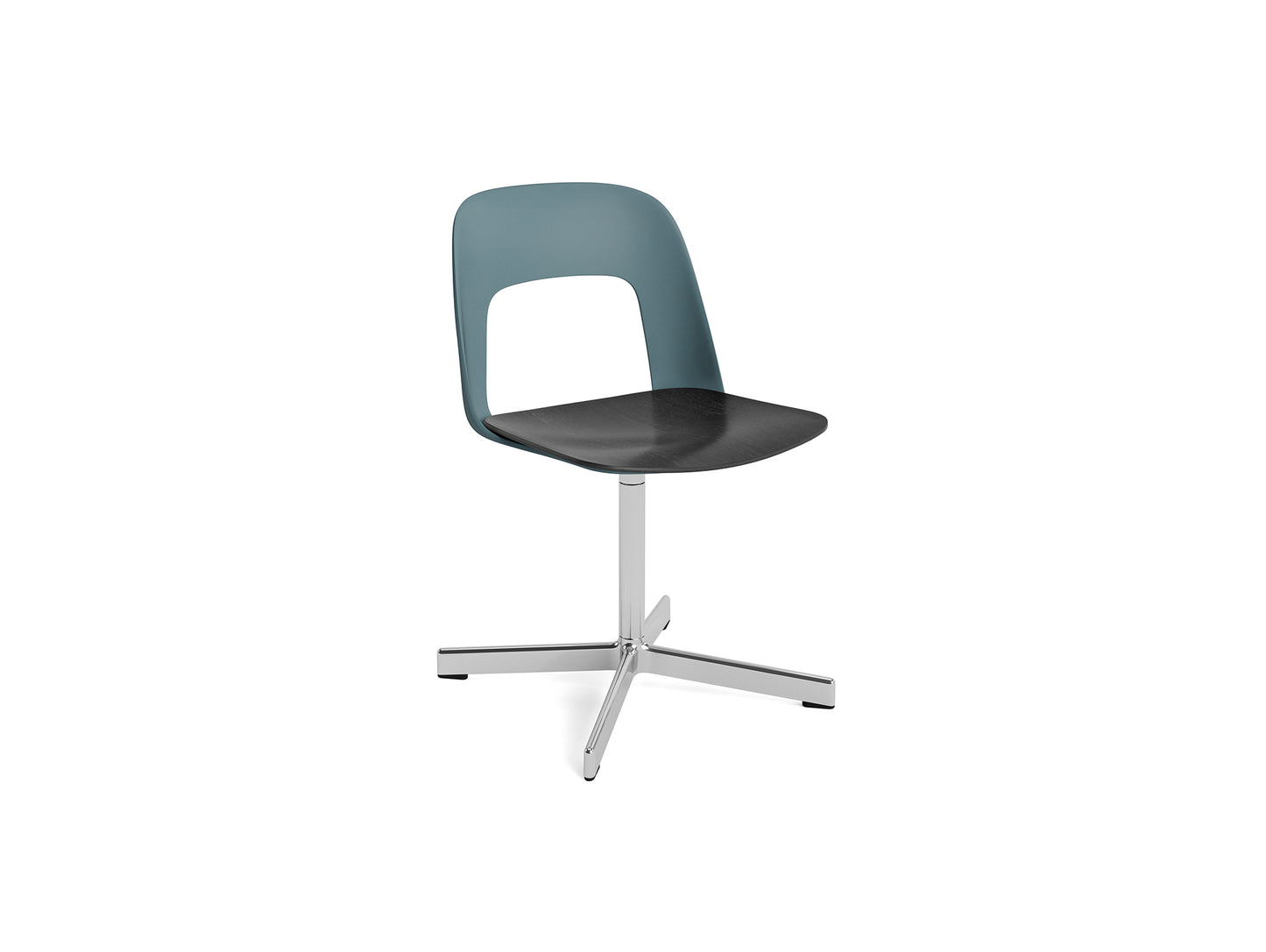 Layout Chair 132 - Swivel Base by HAY - Ocean Shell / Black Oak Veneer Seat /  Polished Aluminium