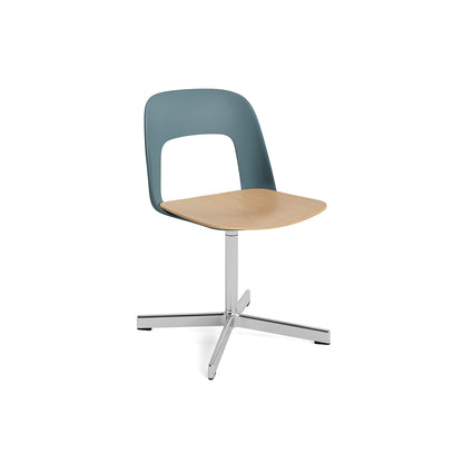 Layout Chair 132 - Swivel Base by HAY - Ocean Shell / Oak Veneer Seat /  Polished Aluminium