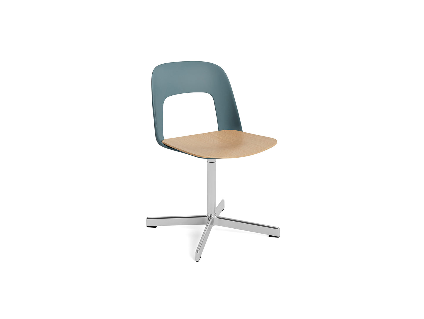 Layout Chair 132 - Swivel Base by HAY - Ocean Shell / Oak Veneer Seat /  Polished Aluminium