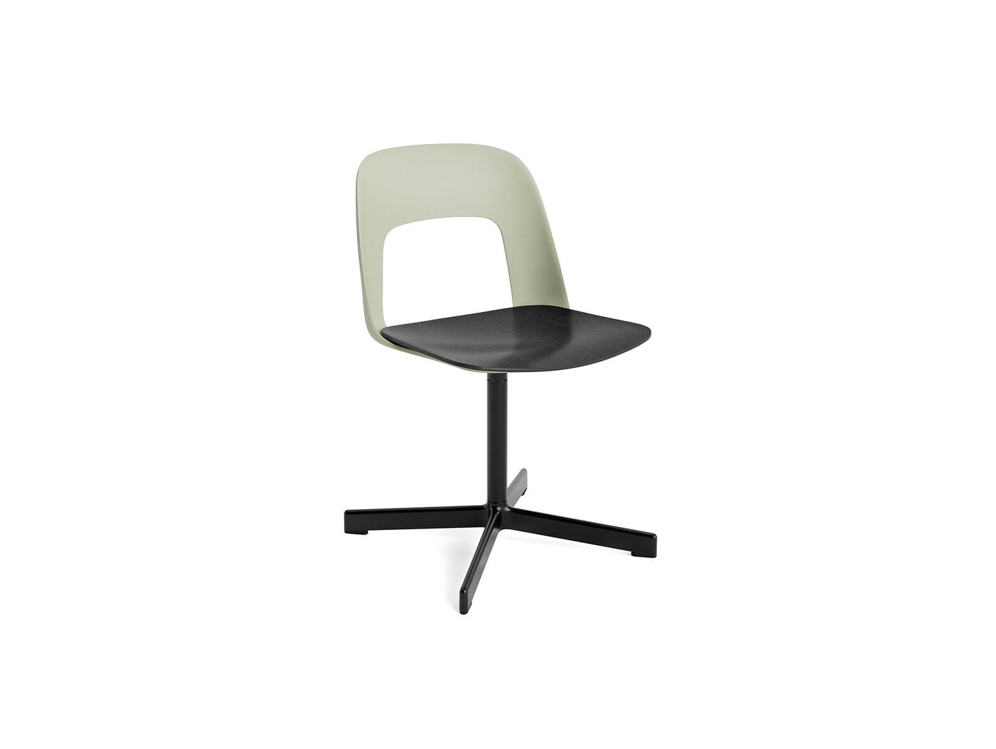Layout Chair 132 - Swivel Base by HAY - Pastel Green Shell / Black Oak Veneer Seat /  Black Aluminium