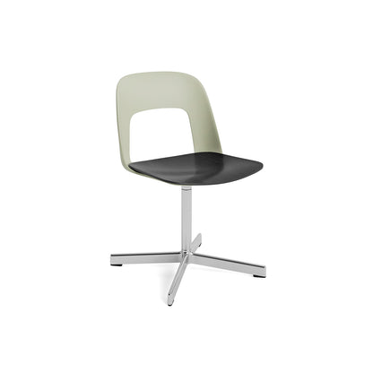 Layout Chair 132 - Swivel Base by HAY - Pastel Green Shell / Black Oak Veneer Seat /  Polished Aluminium