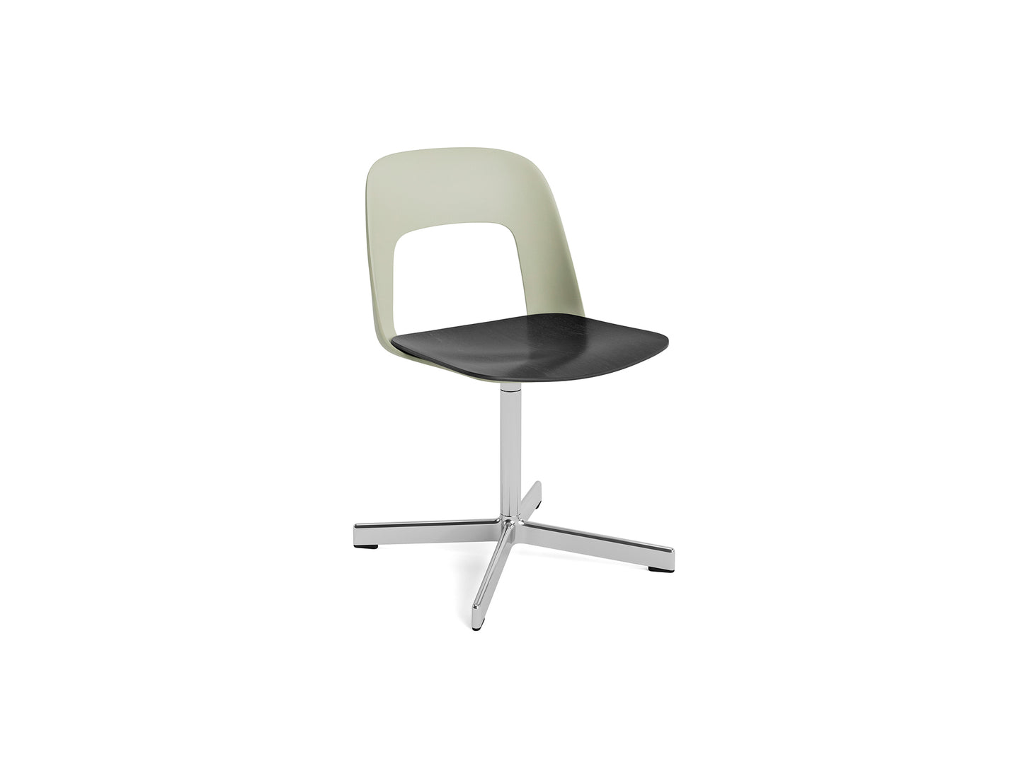 Layout Chair 132 - Swivel Base by HAY - Pastel Green Shell / Black Oak Veneer Seat /  Polished Aluminium