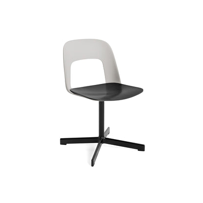 Layout Chair 132 - Swivel Base by HAY - Sky Grey Shell / Black Oak Veneer Seat /  Black Aluminium