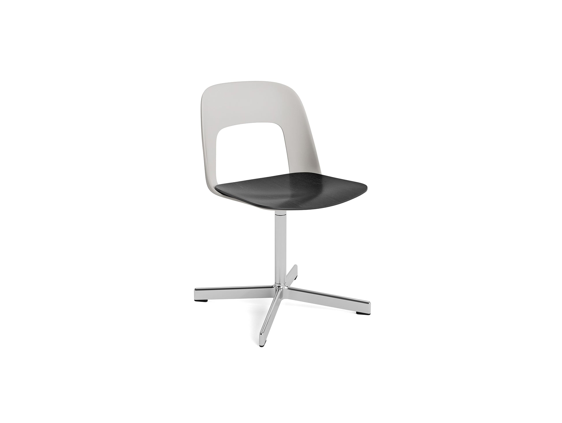 Layout Chair 132 - Swivel Base by HAY - Sky Grey Shell / Black Oak Veneer Seat /  Polished Aluminium