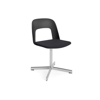 Layout Chair Upholstered - Swivel Base by HAY - Black / Steelcut Trio 195 / Polished Aluminium