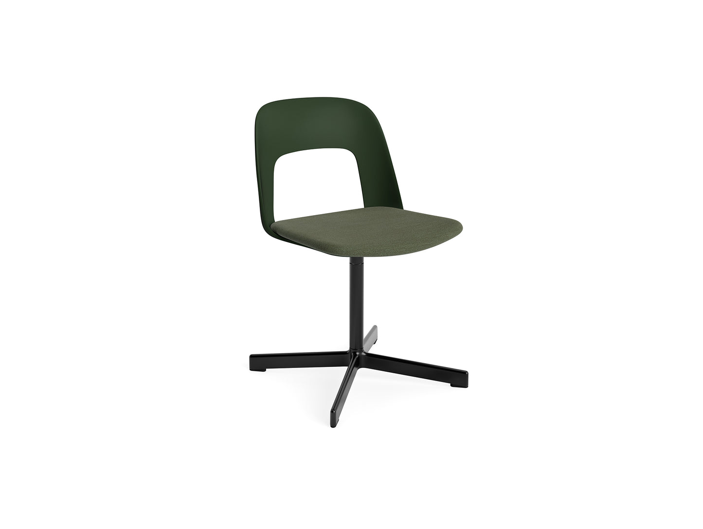 Layout Chair Upholstered - Swivel Base by HAY - Bottle Green / Mode 072 / Black Aluminium