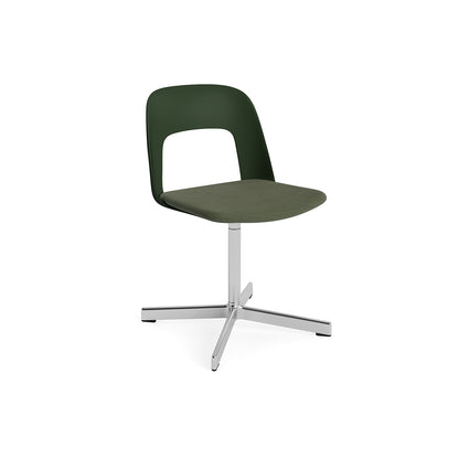 Layout Chair Upholstered - Swivel Base by HAY - Bottle Green / Mode 072 / Polished Aluminium