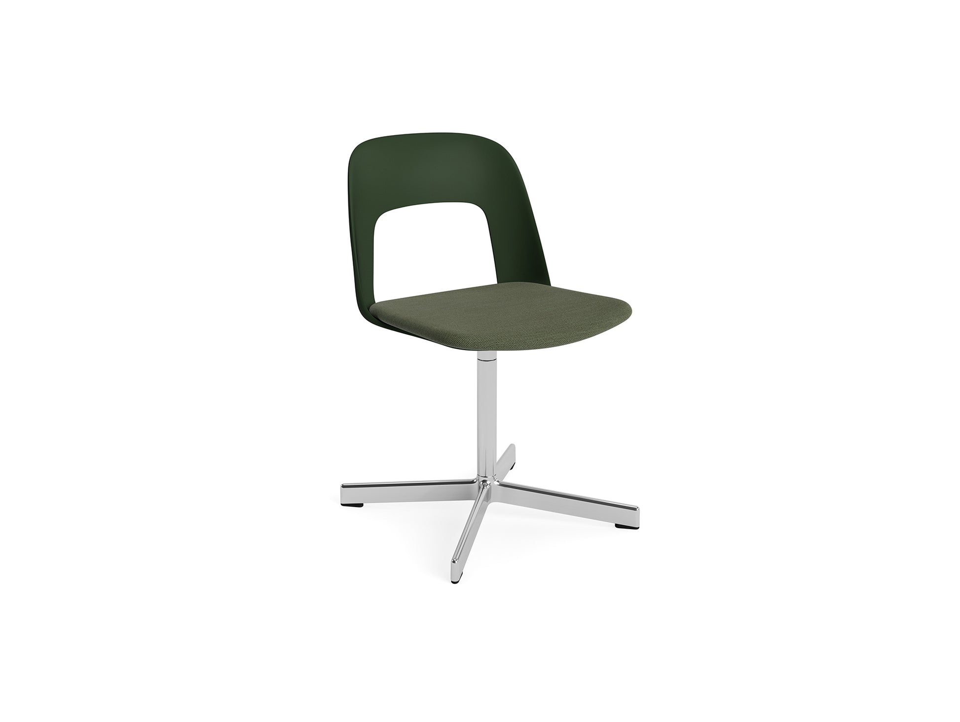 Layout Chair Upholstered - Swivel Base by HAY - Bottle Green / Mode 072 / Polished Aluminium