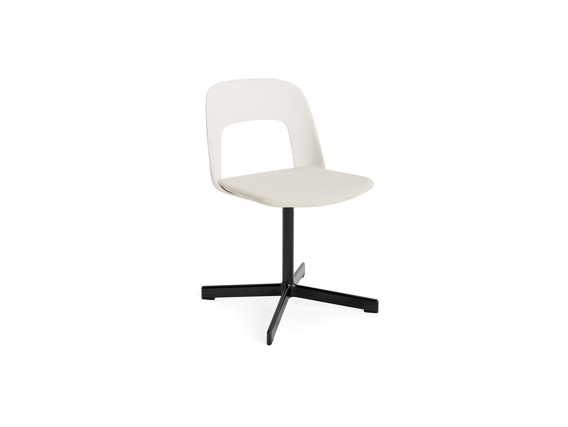 Layout Chair Upholstered - Swivel Base by HAY - Cream White / Mode 011/ Black Aluminium