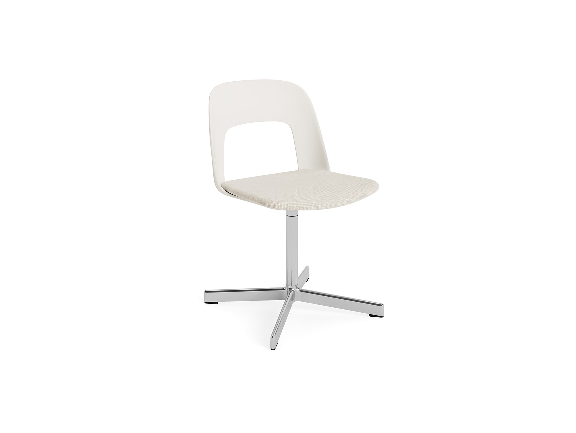 Layout Chair Upholstered - Swivel Base by HAY - Cream White / Mode 011 / Polished Aluminium