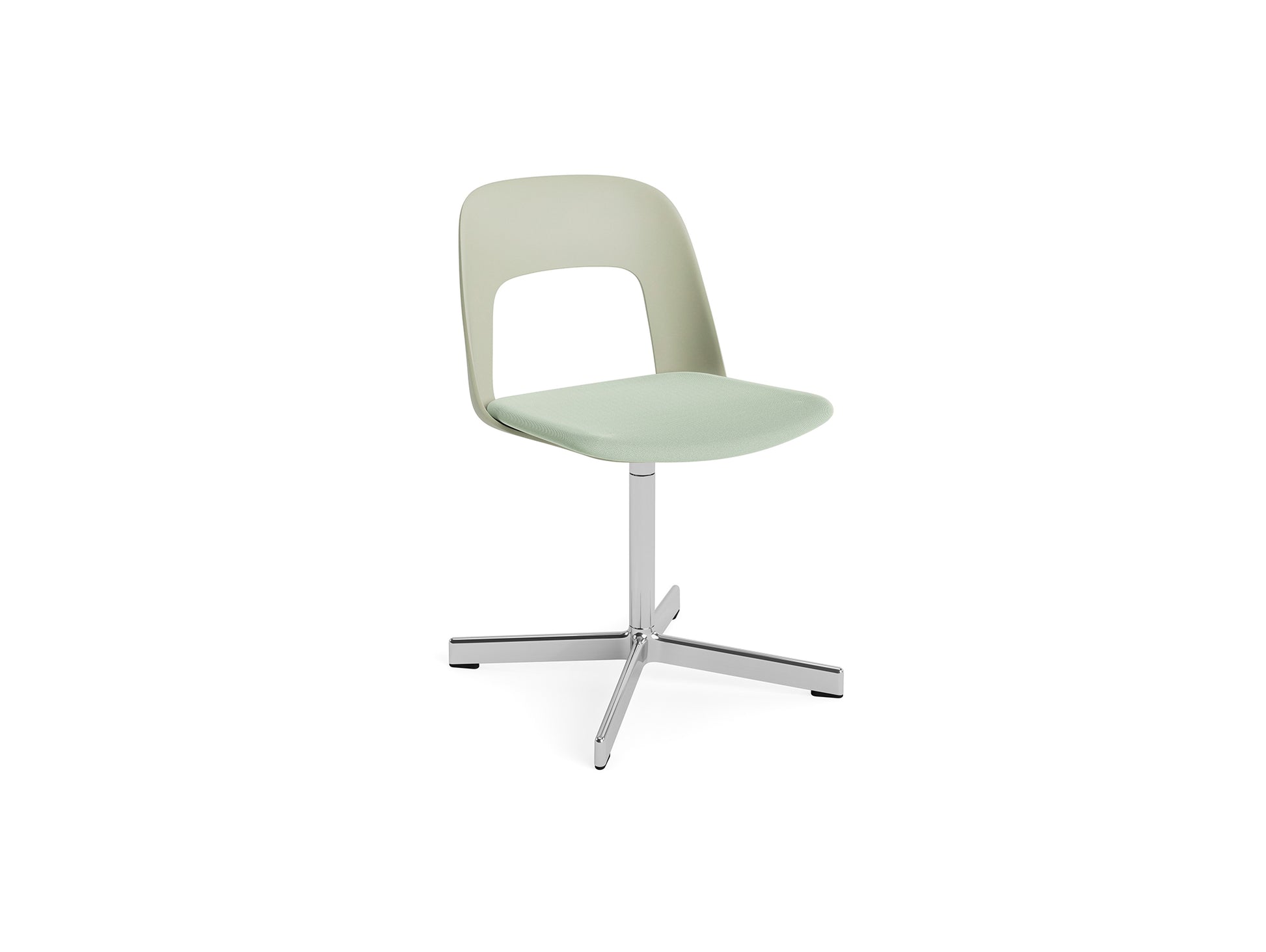 Layout Chair Upholstered - Swivel Base by HAY - Pastel Green / Relate 921 / Polished Aluminium