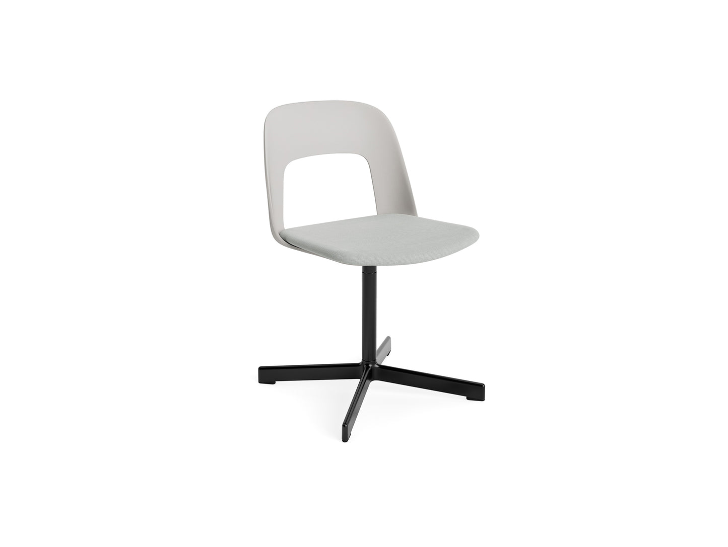 Layout Chair Upholstered - Swivel Base by HAY - Sky Grey / Naveli 113 / Black Aluminium