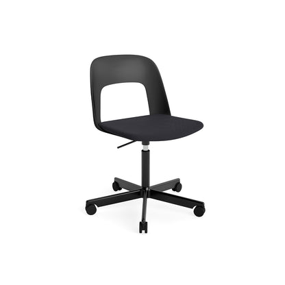Layout Chair Seat Upholstered - 5 Star Swivel Base (143) by HAY - Black Aluminium / Black / Steelcut Trio 195