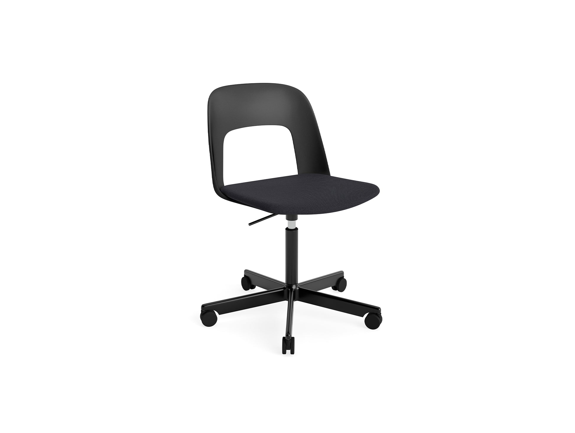 Layout Chair Seat Upholstered - 5 Star Swivel Base (143) by HAY - Black Aluminium / Black / Steelcut Trio 195