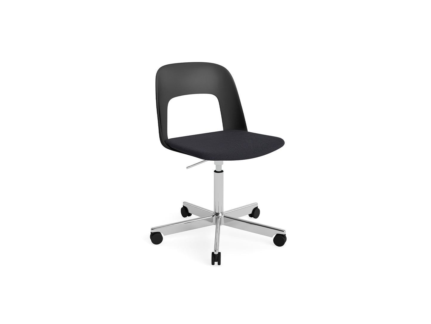 Layout Chair Seat Upholstered - 5 Star Swivel Base (143) by HAY - Polished Aluminium / Black / Steelcut Trio 195