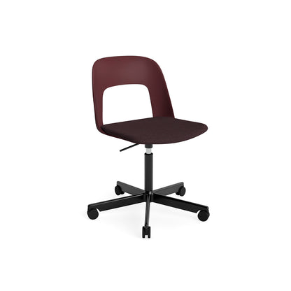 Layout Chair Seat Upholstered - 5 Star Swivel Base (143) by HAY - Black Aluminium / Bordeaux / Remix 3 373