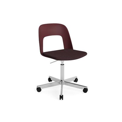Layout Chair Seat Upholstered - 5 Star Swivel Base (143) by HAY - Polished Aluminium / Bordeaux / Remix 373