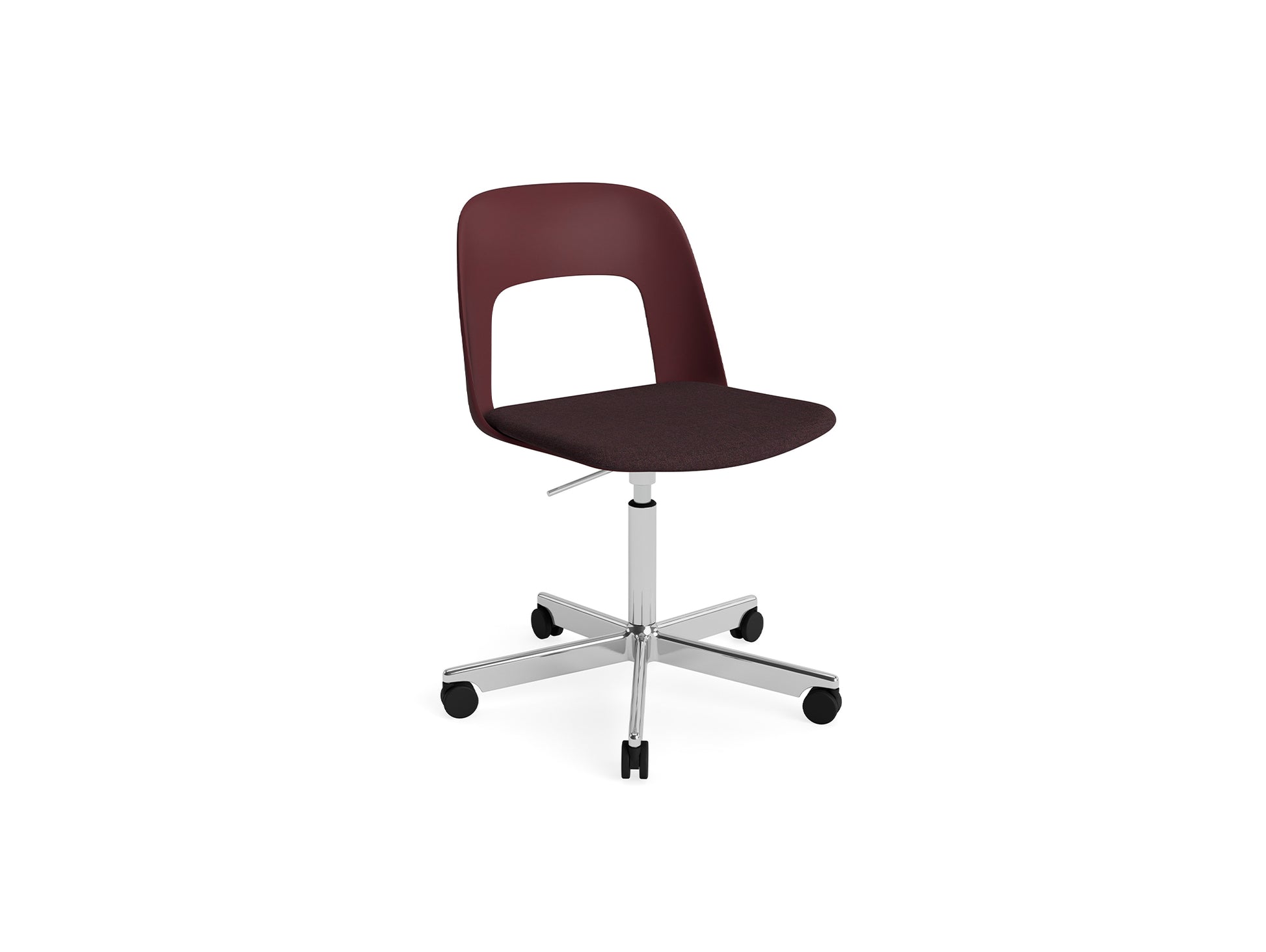 Layout Chair Seat Upholstered - 5 Star Swivel Base (143) by HAY - Polished Aluminium / Bordeaux / Remix 373