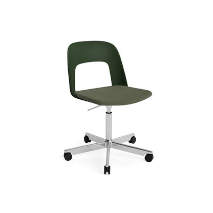 Layout Chair Seat Upholstered - 5 Star Swivel Base (143) by HAY - Polished Aluminium / Bottle Green / Mode 072