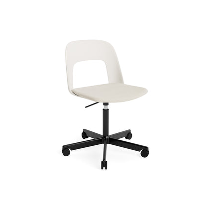 Layout Chair Seat Upholstered - 5 Star Swivel Base (143) by HAY - Black Aluminium / Cream White / Mode 011